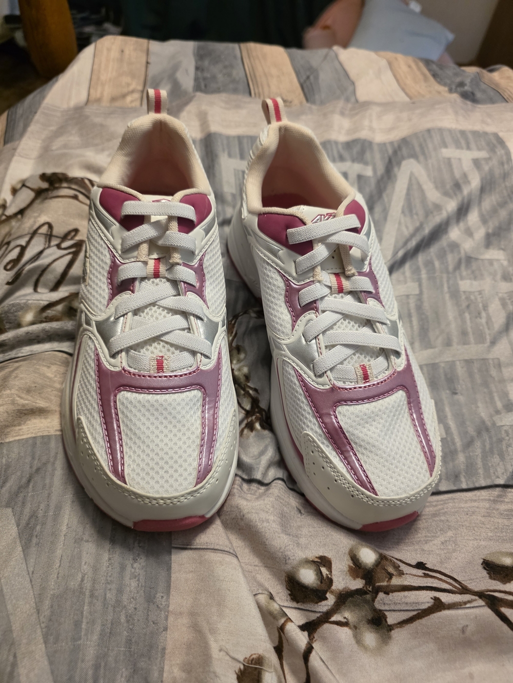 Avia White and Pink Kids Athletic Sneakers